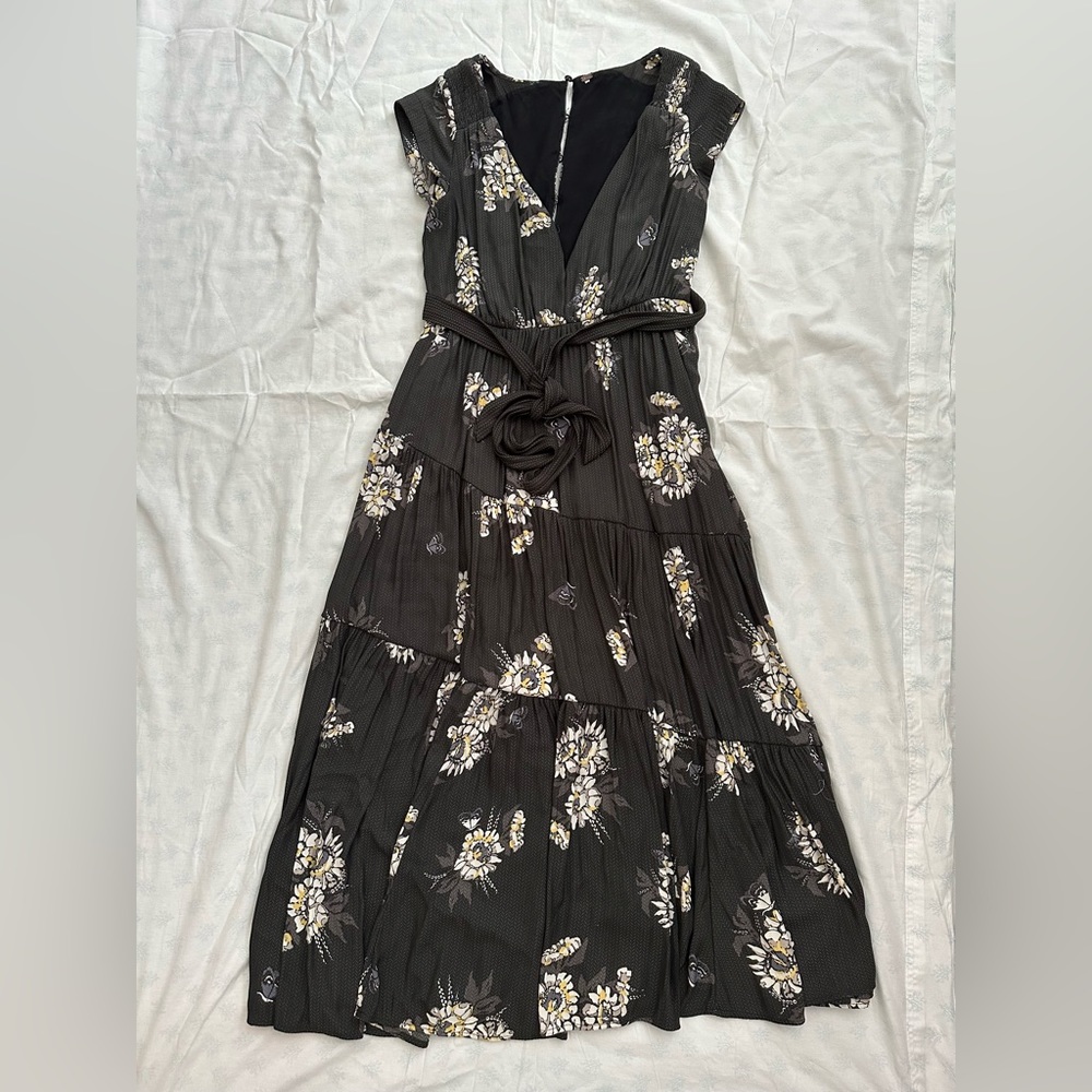 Free people long floral butterfly dark green dress - Picture 1 of 1